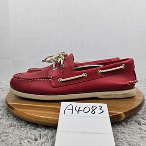 Sperry Top Sider Mens 10M Authentic Original Grimson Red Leather Daily Boat Shoe